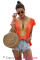Orange Short Sleeve Printed Neck Shift Blouse