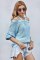 Sky Blue Cool Breeze Cotton Cold Shoulder Sweater