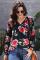 Black Floral Print Peasant Blouse