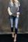 Gray Colorblock Cable Knit Sweater