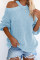 Sky Blue Cool Breeze Cotton Cold Shoulder Sweater