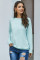 Gold Zip Detail Light Blue Pullover Sweatshirt