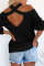 Black Cool Breeze Cotton Cold Shoulder Sweater