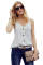 White Spaghetti Strap Buttoned Tank Top