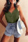 Green Spaghetti Strap Buttoned Tank Top