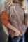 Orange Colorblock Cable Knit Sweater