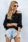 Black Cool Breeze Cotton Cold Shoulder Sweater