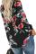 Black Floral Print Peasant Blouse