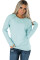 Gold Zip Detail Light Blue Pullover Sweatshirt