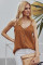 Orange Spaghetti Strap Buttoned Tank Top