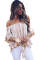 Off The Shoulder Vertical Stripes Blouse in Pink