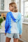 Blue Colorblock The Sun Cotton Blend Tie Dye Hoodie