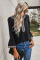 Black Boho Floral V Neck Long Sleeve Casual Top