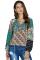 Green Floral Print Peasant Blouse