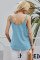 Sky Blue Spaghetti Strap Buttoned Tank Top