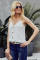 White Spaghetti Strap Buttoned Tank Top