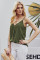 Green Spaghetti Strap Buttoned Tank Top