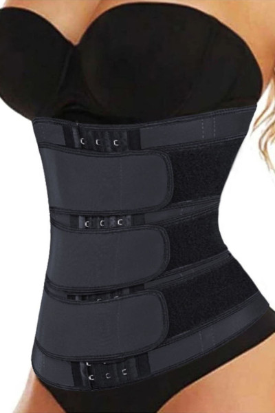 Black 5 Steel Bones Neoprene Belt Waist Trainer with Hook