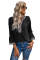Black Boho Floral V Neck Long Sleeve Casual Top