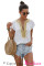 White Short Sleeve Printed Neck Shift Blouse