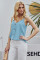 Sky Blue Spaghetti Strap Buttoned Tank Top