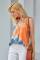 Orange Tie Dye Spaghetti Strap Buttoned Tank Top