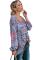 Sky Blue Floral Print Peasant Blouse