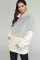 Grey White Zip Neck Oversize Fluffy Fleece Pullover