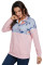 Floral Splice Pink Kangaroo Pocket Zip Collar Sweatshirt