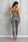 Gray Cheetah Print Sport Bra Pants Set