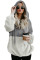 Gray White Colorblock Furry Hoodie