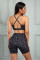 Charcoal Leopard Print Sports Bra Shorts Set