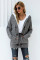 Gray Fur Hood Horn Button Sweater Cardigan