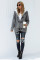Gray Fur Hood Horn Button Sweater Cardigan