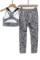 Gray Cheetah Print Sport Bra Pants Set