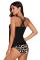 Leopard Print Criss Cross Hollow-out Tankini Swimwear