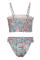 Sky Blue Cute Floral Patterned Smocked Bikini