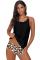 Leopard Print Criss Cross Hollow-out Tankini Swimwear
