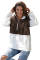 Brown White Zip Neck Oversize Fluffy Fleece Pullover