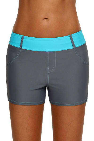 Mint Waistband Faux Denim Sports Shorts
