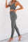 Gray Cheetah Print Sport Bra Pants Set