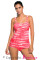 Red Tie Dye Striped Tummy Control Tankini