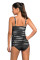 Black Tie Dye Striped Tummy Control Tankini