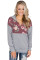 Floral Splice Grey Kangaroo Pocket Zip Collar Sweatshirt