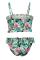 Green Cute Floral Patterned Smocked Bikini