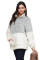 Grey White Zip Neck Oversize Fluffy Fleece Pullover