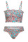 Sky Blue Cute Floral Patterned Smocked Bikini