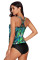 Green Print Criss Cross Hollow-out Tankini Swimwear