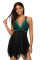 Green Retro Polka Dot Print Handkerchief Hem Tankini Set
