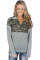 Camo Splice Gray Kangaroo Pocket Zip Collar Sweatshirt